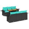 vidaXL Salon de jardin 7 pcs avec coussins noir r&eacute;sine tress&eacute;e