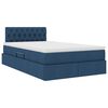 vidaXL Lit avec rangement et LED avec matelas Bleu 120 x 190 cm tissu