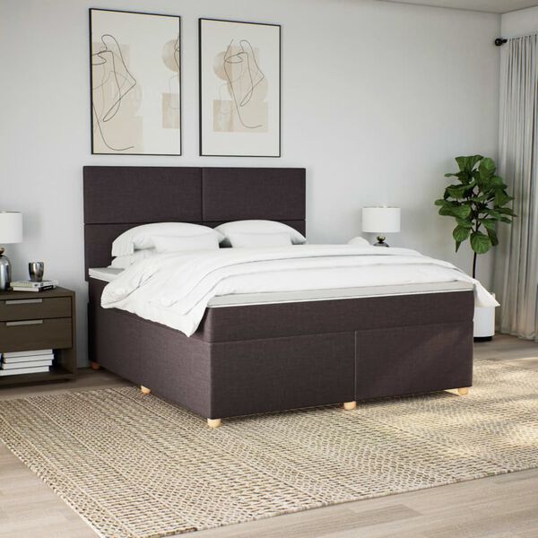 vidaXL Sommier &agrave; lattes de lit avec matelas Marron fonc&eacute; 180x200 cm