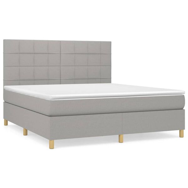 vidaXL Sommier &agrave; lattes de lit avec matelas Gris clair 160x200cm Tissu