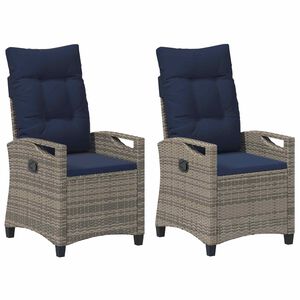 vidaXL Chaise de jardin 2 pcs gris et bleu marine 56 x 60 x 112 cm