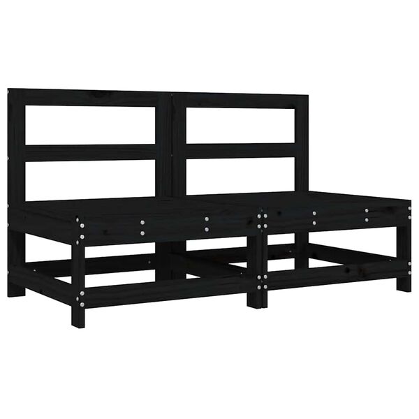 vidaXL Canapés centraux avec coussins 2 pcs noir bois de pin massif