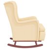 vidaXL Fauteuil avec pieds &agrave; bascule en bois d'h&eacute;v&eacute;a Cr&egrave;me Velours