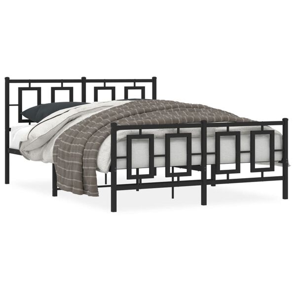 vidaXL Cadre de lit m&eacute;tal sans matelas avec pied de lit noir 135x190cm
