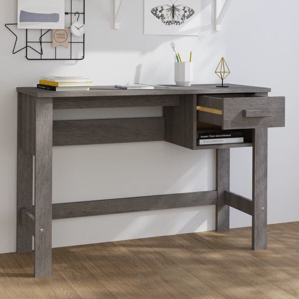 vidaXL Bureau HAMAR Gris clair 110x40x75 cm Bois massif de pin