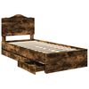 vidaXL Cadre de lit Ch&ecirc;ne fum&eacute; 98.5 x 200 cm Bois Ing&eacute;nierie