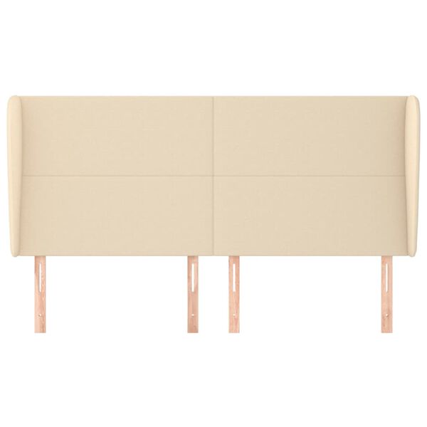 vidaXL T&ecirc;te de lit avec oreilles Cr&egrave;me 183x23x118/128 cm Tissu