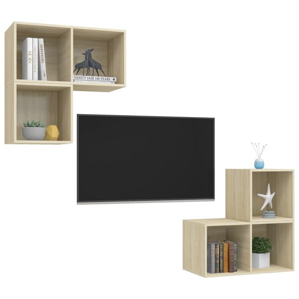 vidaXL Ensemble de meubles TV 4 pcs Chêne sonoma Bois d'ingénierie