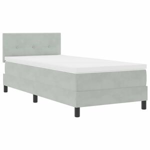 vidaXL Lit &agrave; ressort LED avec matelas Gris clair 80 x 200 cm Velours
