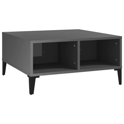 vidaXL Table basse gris brillant 60x60x30 cm bois d'ingénierie