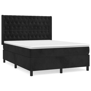 vidaXL Sommier &agrave; lattes de lit avec matelas Noir 140x190 cm Velours