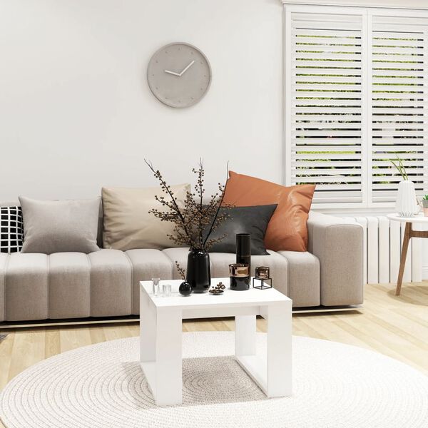 vidaXL Table d'appoint Blanc 50x50x35 cm Bois d&rsquo;ing&eacute;nierie