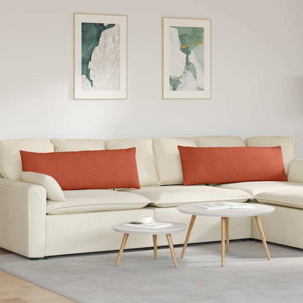 vidaXL Coussins de canap&eacute; 2 pcs Rouge orange 120 x 40 cm