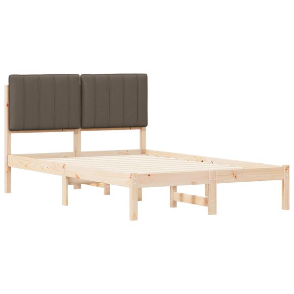 vidaXL Cadre de lit avec t&ecirc;te de lit rembourr&eacute;e Taupe 120 x 190 cm