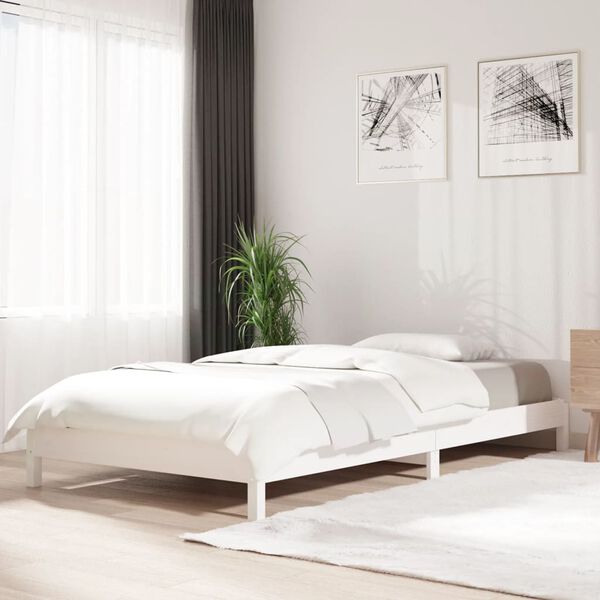vidaXL Lit empilable sans matelas blanc 90x200 cm bois de pin massif