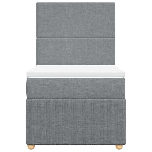 vidaXL Sommier &agrave; lattes de lit avec matelas Gris clair 90x200 cm Tissu