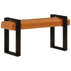 vidaXL Banc Noir et marron 110 cm Cuir de ch&egrave;vre v&eacute;ritable