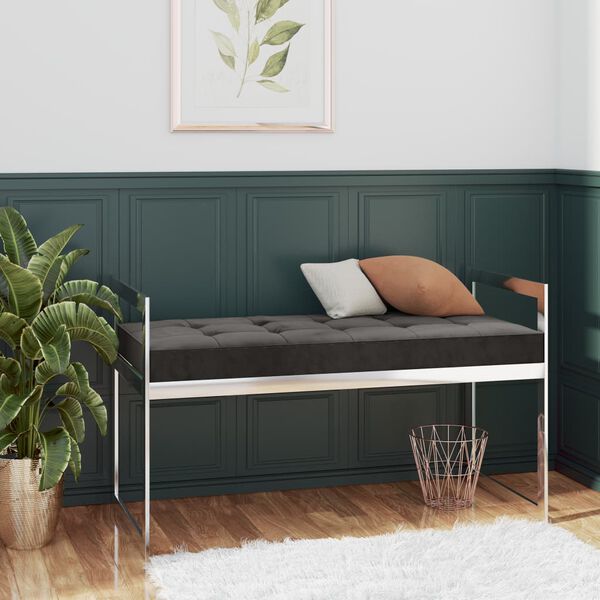 vidaXL Banc 97 cm Gris Velours et acier inoxydable