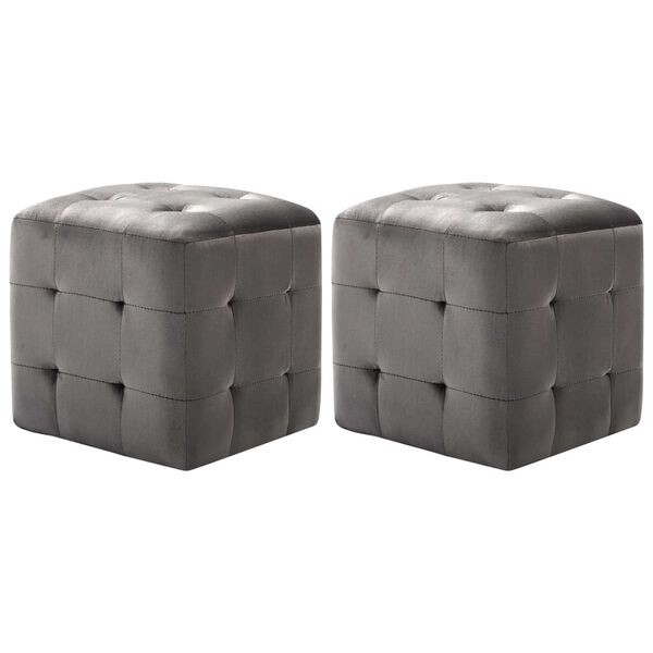 vidaXL 2 pcs Poufs Gris 30 x 30 x 30 cm Tissu velours