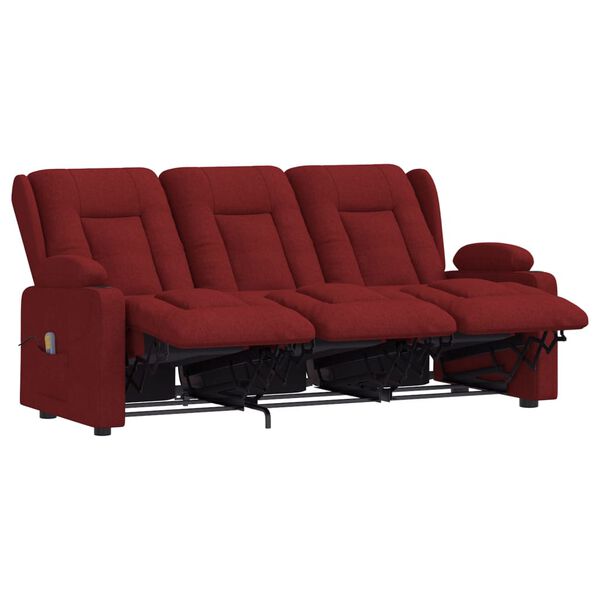 vidaXL Fauteuil de massage inclinable 3 places porte-gobelets bordeaux