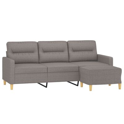 vidaXL Canapé à 3 places avec repose-pieds Taupe 180 cm Tissu