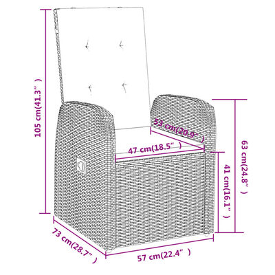 vidaXL Ensemble à manger de jardin avec coussins 5 pcs Gris