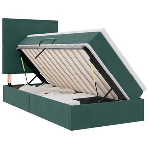 vidaXL Lit avec rangement et matelas Vert fonc&eacute; 90 x 190 cm Velours