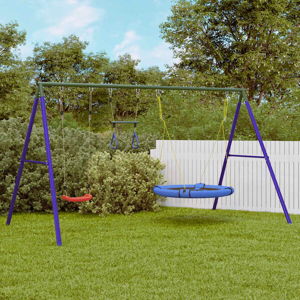 vidaXL Jeu d'ext&eacute;rieur avec balan&ccedil;oire, trap&egrave;ze et balan&ccedil;oire soucoupe