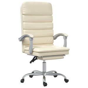 vidaXL Fauteuil de massage inclinable de bureau Cr&egrave;me Similicuir