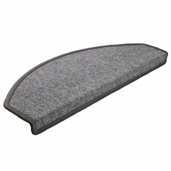 vidaXL Tapis d'escalier 15 pi&egrave;ces 65 x 24 x 4 cm Gris fonc&eacute; Demi-rond Grand