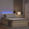 vidaXL Lit avec rangement et LED avec matelas Cr&egrave;me 120 x 200 cm tissu