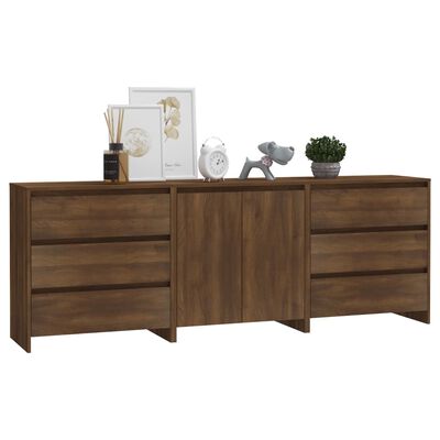 vidaXL Buffets 3 pcs Chêne marron Bois d'ingénierie