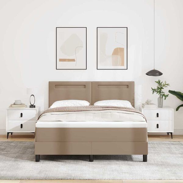 vidaXL Cadre de lit avec matelas Cappuccino 160 x 200 cm Faux cuir