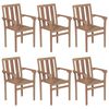 vidaXL Chaises de jardin empilables avec coussins lot de 6 Teck solide