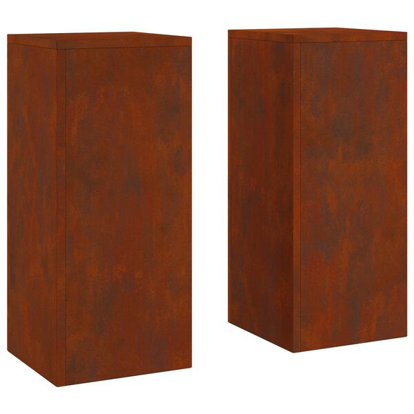 vidaXL Support de Plante 2 pcs Rouill&eacute; 24 x 24 x 55 cm Acier patin&eacute;