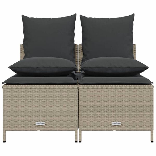 vidaXL Salon de jardin 4 pcs avec coussins gris clair résine tressée
