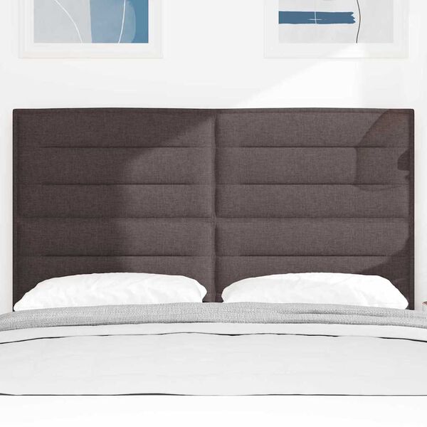vidaXL T&ecirc;te de lit LED avec t&ecirc;te de lit Marron fonc&eacute; 144 cm Polyester