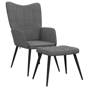 vidaXL Chaise de relaxation avec tabouret Gris fonc&eacute; Tissu
