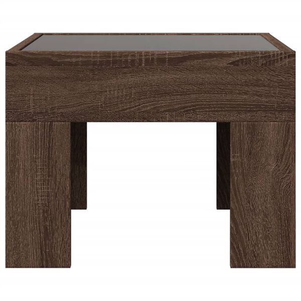 vidaXL Table de chevet avec LED infini ch&ecirc;ne marron 40x40x30 cm