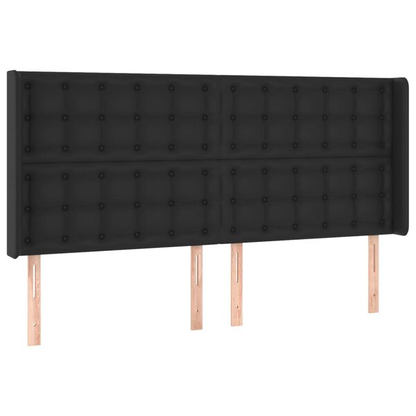 vidaXL T&ecirc;te de lit &agrave; LED Noir 183x16x118/128 cm Similicuir