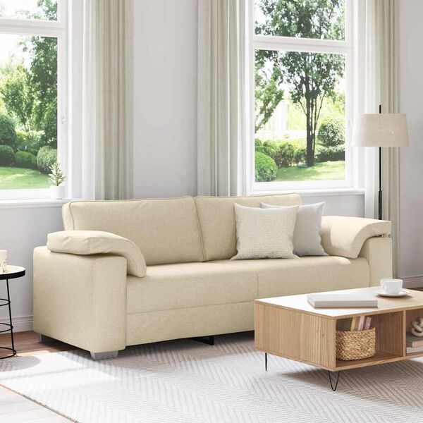 vidaXL Canap&eacute; Cr&egrave;me 219 x 80 x 82 cm tissu