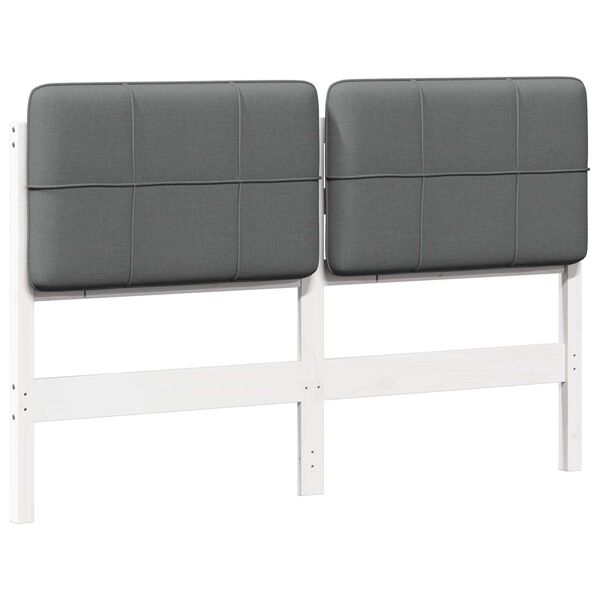 vidaXL T&ecirc;te de lit capitonn&eacute;e Blanc et gris clair 135 cm Pin massif