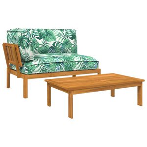 vidaXL Ensemble de Canap&eacute;s 2 pcs Motif feuille Bois d'Acacia Massif