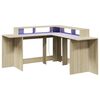 vidaXL Bureau avec lumi&egrave;res LED ch&ecirc;ne sonoma bois d'ing&eacute;nierie
