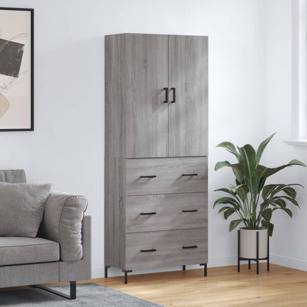 vidaXL Buffet haut Sonoma gris 69,5x34x180 cm Bois d'ing&eacute;nierie