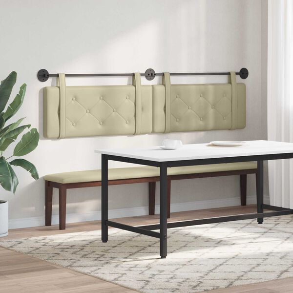 vidaXL T&ecirc;te de lit suspendue Cr&egrave;me 210 x 55 x 5 cm Simili cuir