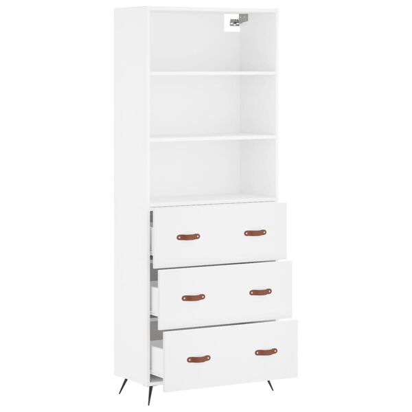 vidaXL Buffet haut Blanc 69,5x34x180 cm Bois d'ing&eacute;nierie
