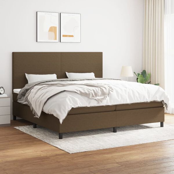 vidaXL Sommier &agrave; lattes de lit avec matelas Marron fonc&eacute; 200x200 cm