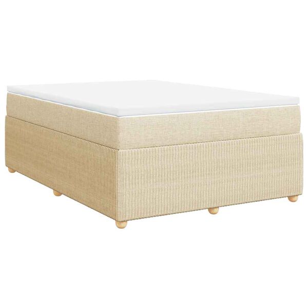 vidaXL Sommier &agrave; lattes de lit avec matelas Cr&egrave;me 140x190 cm Tissu