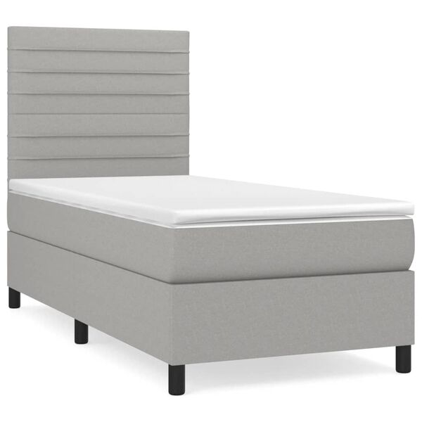 vidaXL Sommier &agrave; lattes de lit avec matelas Gris clair 90x200 cm Tissu